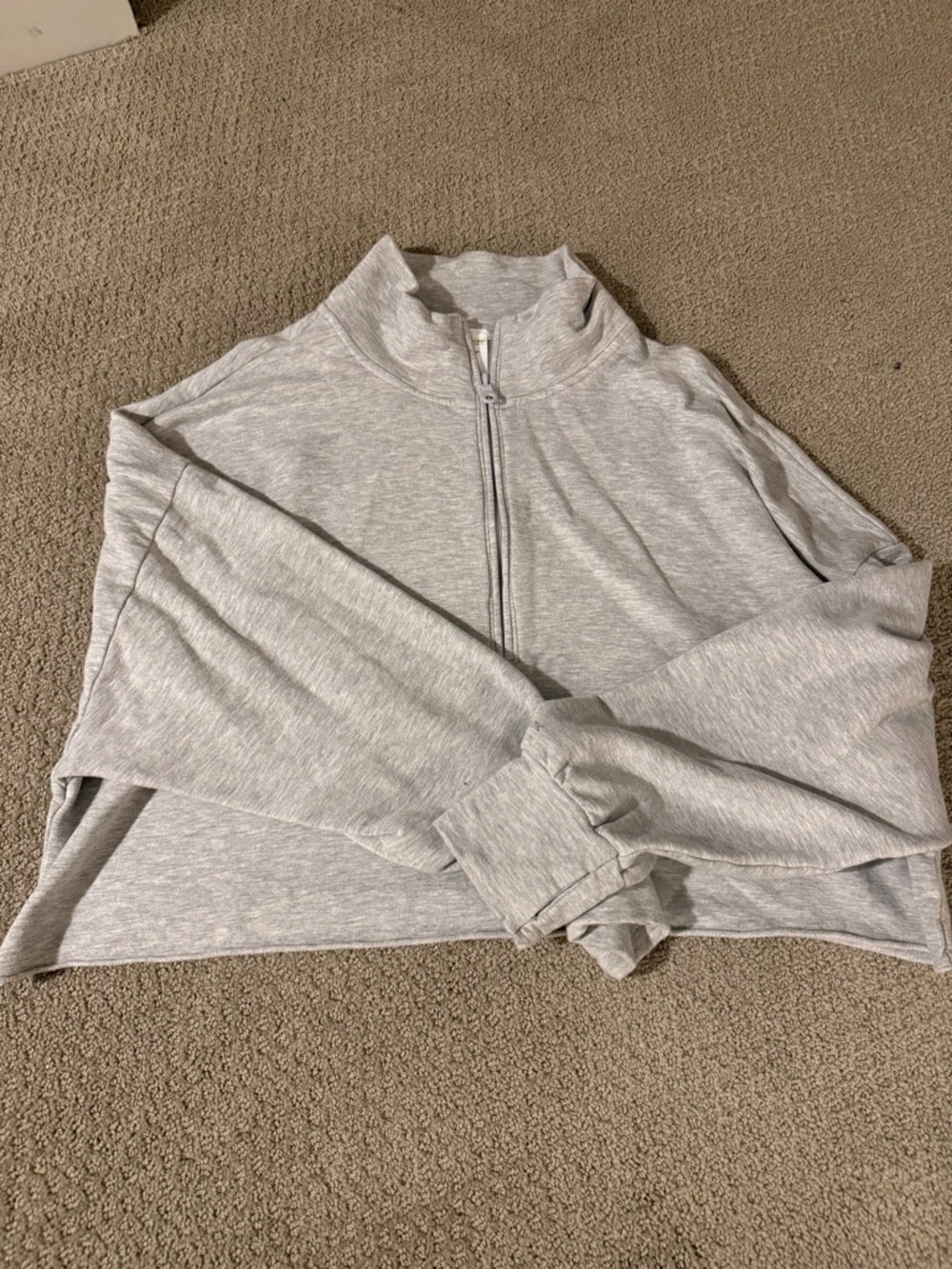 aerie Heather Gray Half-Zip Cropped Pullover